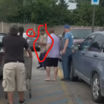 The armed citizen intervenes and commands the attacker to "throw away" his knife.