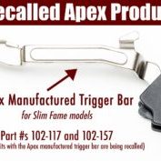 Apex trigger bar recall for Glock pistol