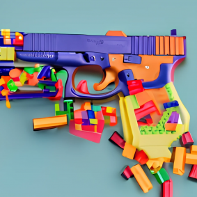 glock handgun with toy blocks