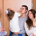 Mature people welcoming dear guests